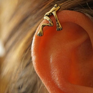 Gold Tree Frog Ear Cuff Jacket No Piercing Non Pierced image 1