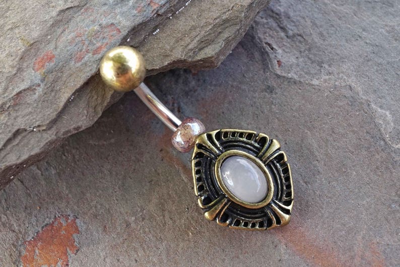 Rose Quartz Gold Belly Button Ring