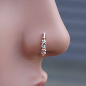 Rose Gold Boho Nose Ring AB Nose Hoop Nose Piercing image 5