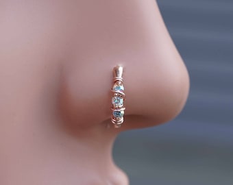 Rose Gold Boho Nose Ring AB Nose Hoop Nose Piercing