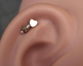 Gold Heart Cartilage Earring Piercing 16g