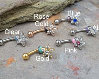 Crystal Flower Rook Earring Daith Piercing Eyebrow Ring