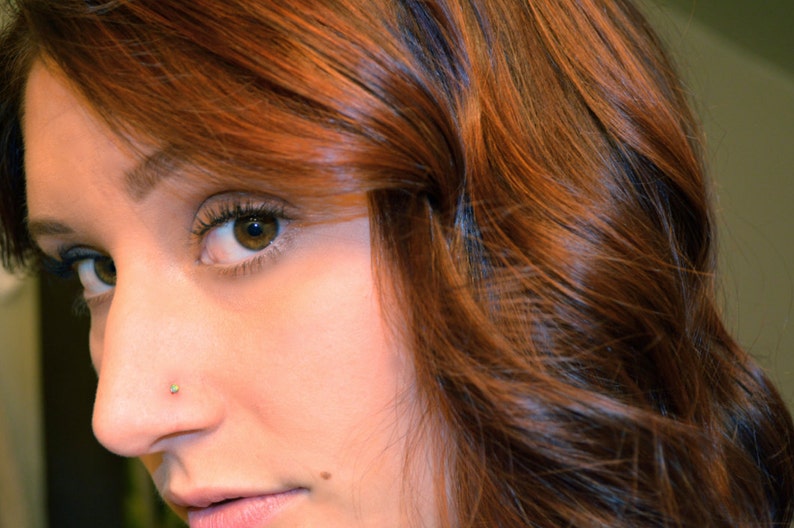 Opal Rose Gold Nose Ring Nose Piercing White Opal L Bend Nose Ring