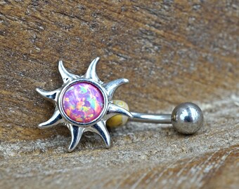 Opal Belly Button Rings Pink Opal Sun Belly Button Jewellery