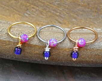 CBR Hoop Earring Purple Opal Stone Tragus Hoop Helix Conch