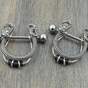 Nipple Ring Snake Nipple Shield Jewelry Barbell 316L 14ga 16g Piercing ...