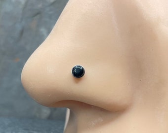 20g Black Agate Silver Nose Stud L Bend Nose Bone Nose Ring