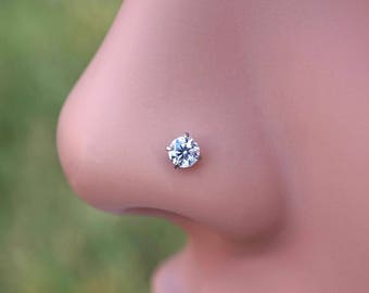 18 Gauge or 20 Gauge Crystal Nose Stud Nose Bone