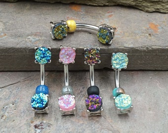 Druzy Belly Button Ring - Gift For Teens