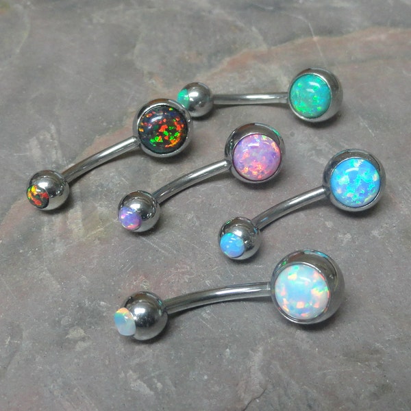 Fire Opal Belly Button Jewelry Ring You Choose Your Opal Color