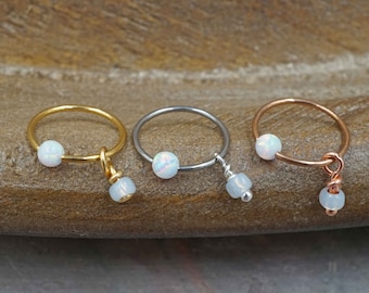 CBR Hoop Earring White Opal Stone Tragus Hoop Helix Conch