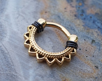 16g Gold Lotus Mandala Daith Earring Clicker Rook Earring Tragus Hoop