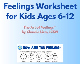 Feelings Worksheet for Kids Ages 6–12 | Printable PDF | Emotional Regulation & SEL Activity