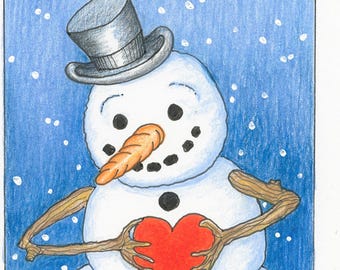 Holiday Card Collection, &quot;Happy Snowman&quot; Card #1, 2025 by Dan Crowley Studio