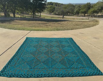Mosaic Crochet Blanket Pattern, Modern Geometric Design (PDF)
