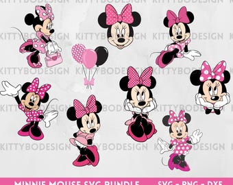 Minnie Maus Clipart: Geburtstag SVG Bundle (Digitaler Download)