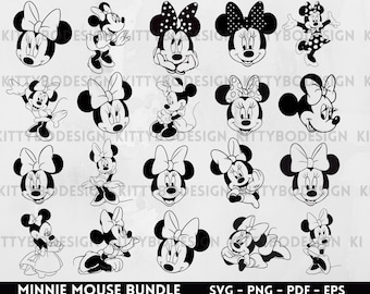 Minnie Mouse SVG, Minnie Mouse Silhouette, Minnie Birthday, Minnie Mouse Face Svg, Svg for Cricut, Instant Download