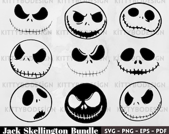 Jack Skellington Face SVG: Arquivo de corte de Halloween (download digital)