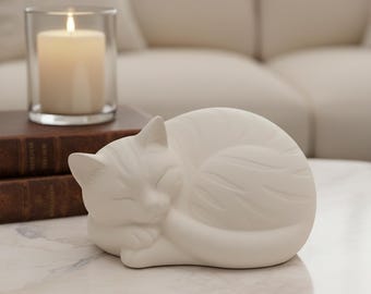 Sleeping Tabby Cat Keepsake Urn for Ashes