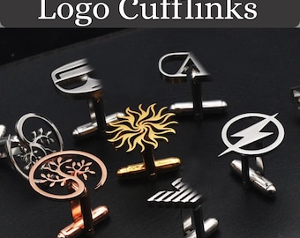 Gemelos con logo personalizado, gemelos con cualquier símbolo y logo de empresa, regalos para padrinos de boda, regalo de boda, gemelos personalizados, regalo para él, regalos de Navidad