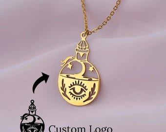Aangepast logo ketting, logo ketting bedel, gepersonaliseerd gesneden logo ketting, bedrijfslogo geschenken, bruiloft logo ketting, tekening ketting.