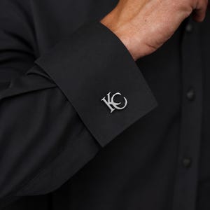 Personalized Stainless Steel Initial Cufflinks, Custom Monogram Logo (Silver, Gold), Wedding Gifts, Gift For Him.
