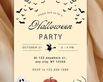 Editable Halloween Party Invitation – Spooky Printable Template | Digital Download, Costume Party Invite