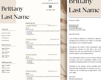 Modern Resume & Cover Letter Template Bundle | Editable Canva Resume | Professional CV Template Download