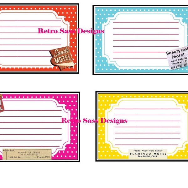 new SASSY polka dot travel JOURNAL cards for a travel journal or make pockets for albums digital delivery NEW