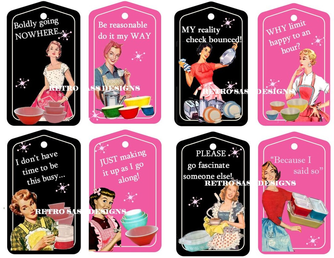 RETRO Attitude and Sass- Ladies 1950 PINK and Black Pyrex Apron Hang ...