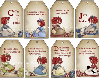 NEW Primitive raggedy  AnNie tags journal tags sassy sayings large digital delivery