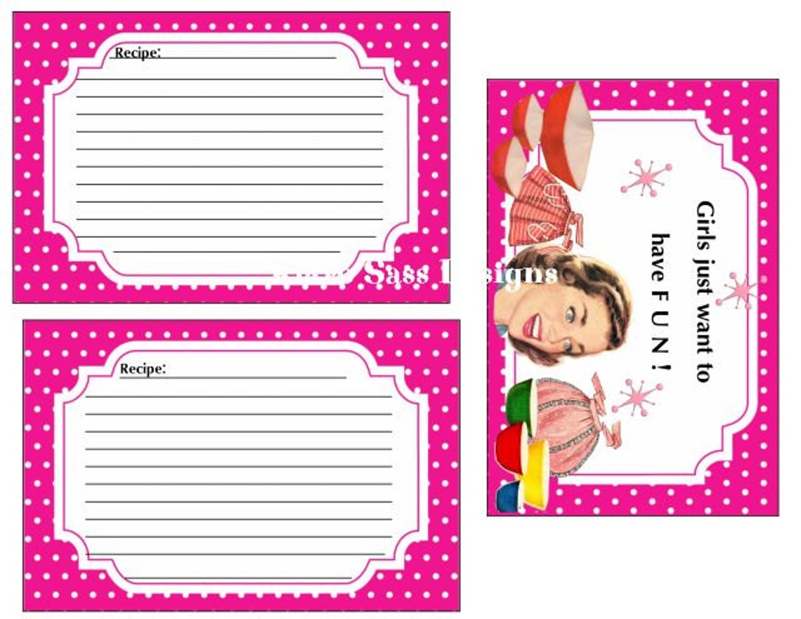 RETRO Recipe Booklet Sassy POLKA Dots- 8 Recipe Cards-front Cover-tags ...