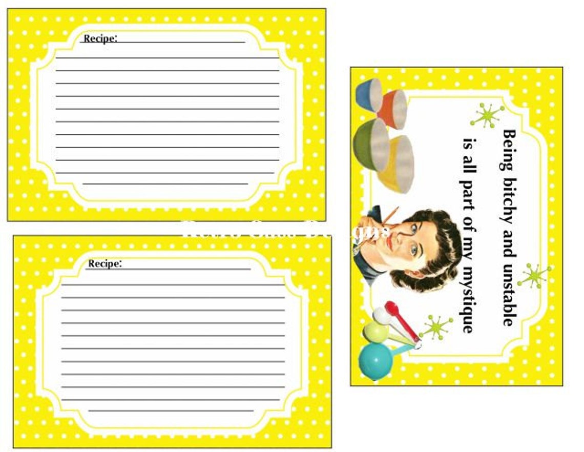 RETRO Recipe Booklet Sassy POLKA Dots- 8 Recipe Cards-front Cover-tags ...