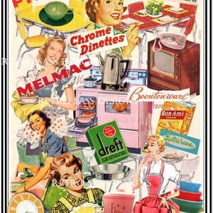 New RETRO PYREX Inspired Digital Collage ART 8x10 Cool Pyrex Collage ...