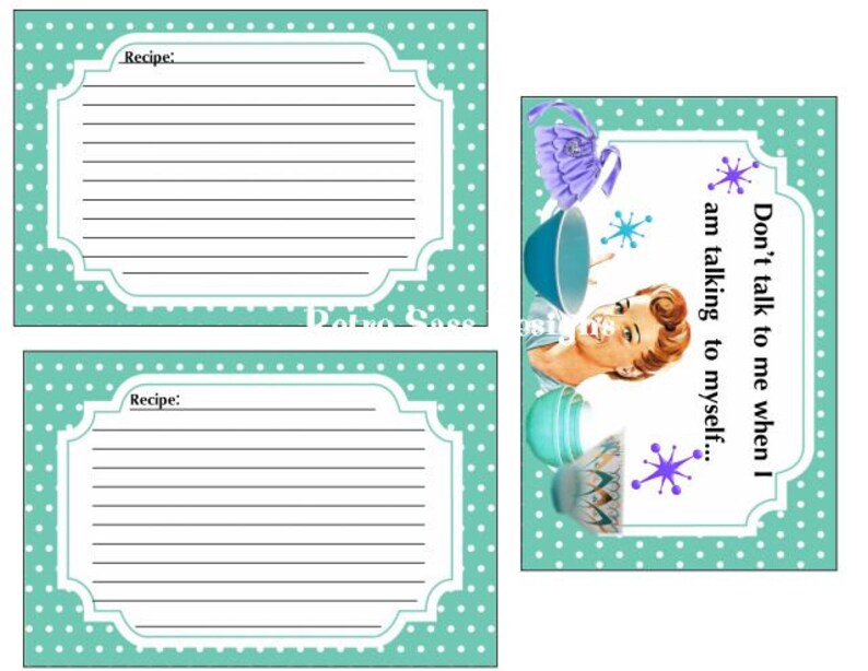RETRO Recipe Booklet Sassy POLKA Dots- 8 Recipe Cards-front Cover-tags ...