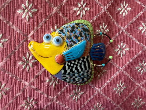 Cynthia Chuang Jewelry 10 Porcelain Painted Fish Pin