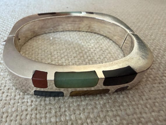 Vintage Sterling Silver Rectangular 925 Sterling … - image 1