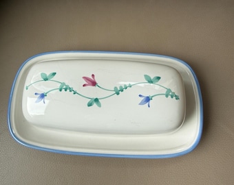 Vintage Butter Dish Floral Thailand 8-1/4"l