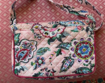 Vera Bradley Red Pink Crossbody Fabric Handbag, 10" x 7"