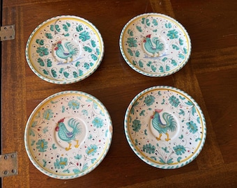 Vintage Italian P.V. Italy Rooster Saucers 6"dia.