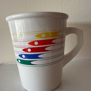 Vintage Rainbow Stripes Coffee Mug  FTDA 1986 Japan
