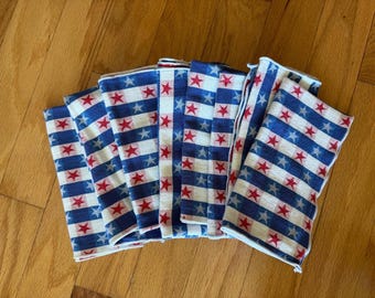 "8 Servietten - ""Vintage Rot Weiß Blau"" mit Stars & Stripes"