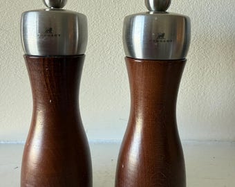Vintage Peugeot France Pair Salt Pepper Mill Set 6" x 2"Twist MCM