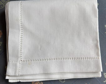 Vintage wit linnen ajour gestikt tafelkleed 33 "squ.