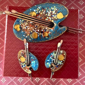 Broche Vintage Palette De Peinture - Occasion Bon état - Fabriqué En France - Accessoire Déco Ou Vêtement