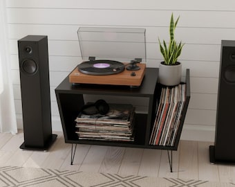 Turntable Stand With Storage, Modern Record Player Cabinet, Vinyl Console Table, Handmade Furniture, Music Shelf