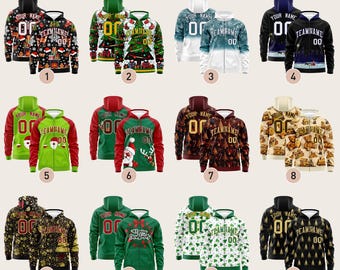 Personalized Christmas Hoodie: Raglan Sleeve, Custom Name & Number