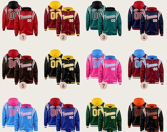 Embroidered Varsity Baseball Jacket: Personalized Hooded Bomber