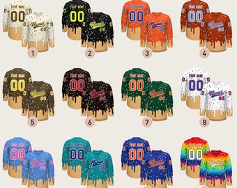 KXK パーソナライズホッケージャージ アイスクリーム付き カスタマイズ刺繍 チームスポーツシャツ メンズ ブラック&レッド ネームナンバー ユニフォーム スポーツウェア