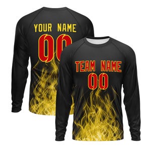 Custom Sports Long Sleeve T-Shirt Fire Personalized Tee Unisex Add Your Text T-Shirt